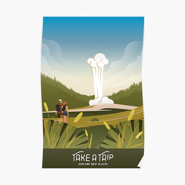 Yellowstone geyser travel poster,  Poster RB1608 product Offical yellowstone Merch