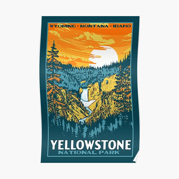 Vintage Yellowstone National Park WPA-Style Lower Falls Poster Graphic Poster RB1608 product Offical yellowstone Merch