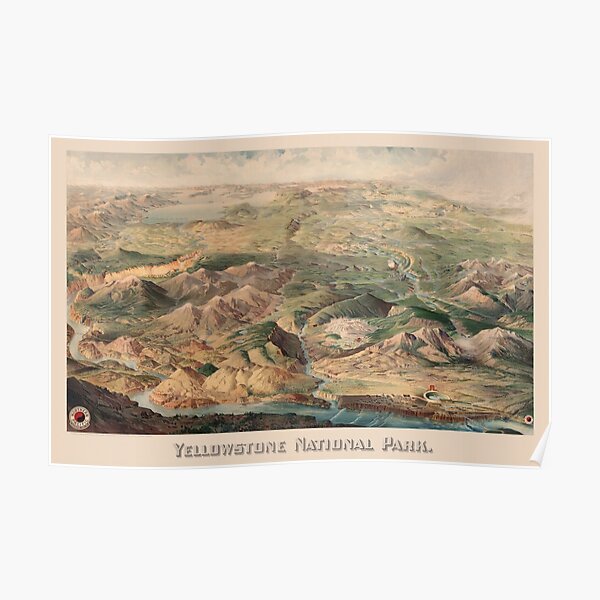 Vintage Pictorial Map of Yellowstone Park (1904) Poster RB1608 product Offical yellowstone Merch