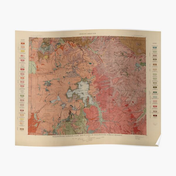 Old Yellowstone Geological Map (1904) Vintage National Park Geology Atlas Poster RB1608 product Offical yellowstone Merch
