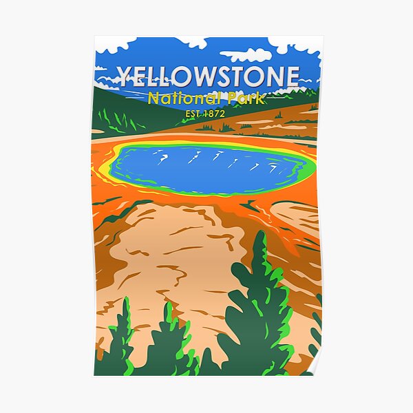 Yellowstone National Park Grand Prismatic Spring Vintage Poster RB1608 product Offical yellowstone Merch