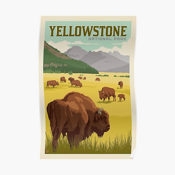 Yellowstone National Park Bison Herd Poster, Minimalist Poster, Gift For Travel, Home Art, Office Wall Decor, State Map Poster, No Frame Poster RB1608 product Offical yellowstone Merch
