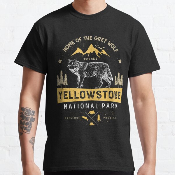 Yellowstone T shirt National Park Grey Wolf - Vintage Gifts Men Women Kids Youth Classic T-Shirt RB1608 product Offical yellowstone Merch
