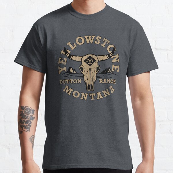 Yellowstone Dutton Ranch Cattle Skull Vintage Style Logo Classic T-Shirt RB1608 product Offical yellowstone Merch