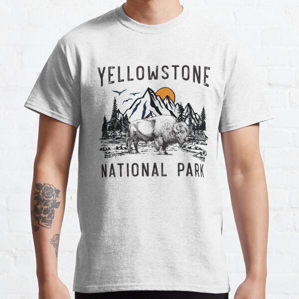 Vintage Yellowstone National Park Wyoming Mountains Bison Classic T-Shirt RB1608 product Offical yellowstone Merch