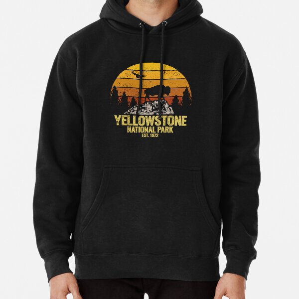 Yellowstone National Park Wyoming Buffalo Bison Vintage  Pullover Hoodie RB1608 product Offical yellowstone Merch