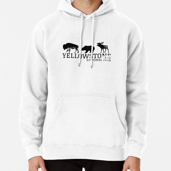 Bison Bear Moose Yellowstone National Park Moose I love hiking  Pullover Hoodie RB1608 product Offical yellowstone Merch