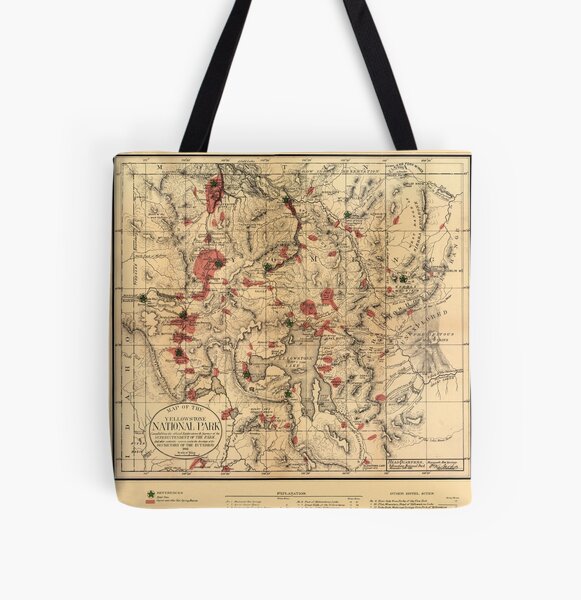 Map Of Yellowstone 1881 All Over Print Tote Bag RB1608 product Offical yellowstone Merch