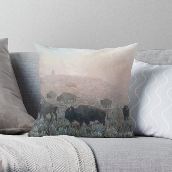 Buffalo In Yellowstone Fog Throw Pillow RB1608 product Offical yellowstone Merch