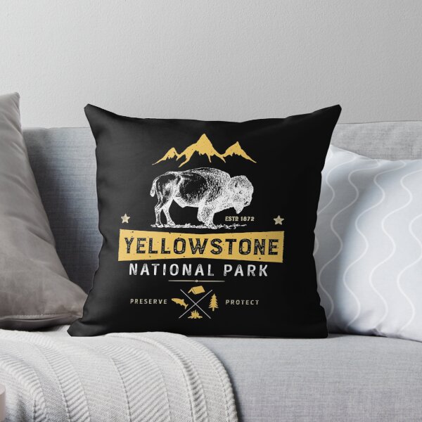 Yellowstone T shirt National Park Bison Buffalo - Vintage Gifts Men Women Youth Kids Tees Throw Pillow RB1608 product Offical yellowstone Merch