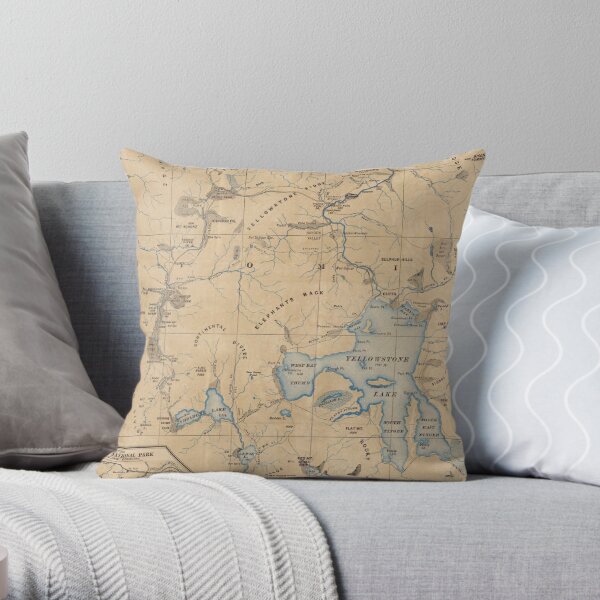 Vintage Map of Yellowstone National Park (1889) Throw Pillow RB1608 product Offical yellowstone Merch