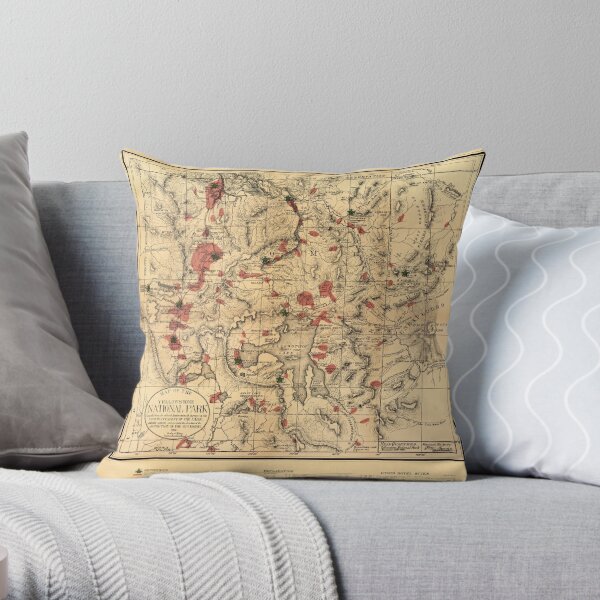 Map Of Yellowstone 1881 Throw Pillow RB1608 product Offical yellowstone Merch