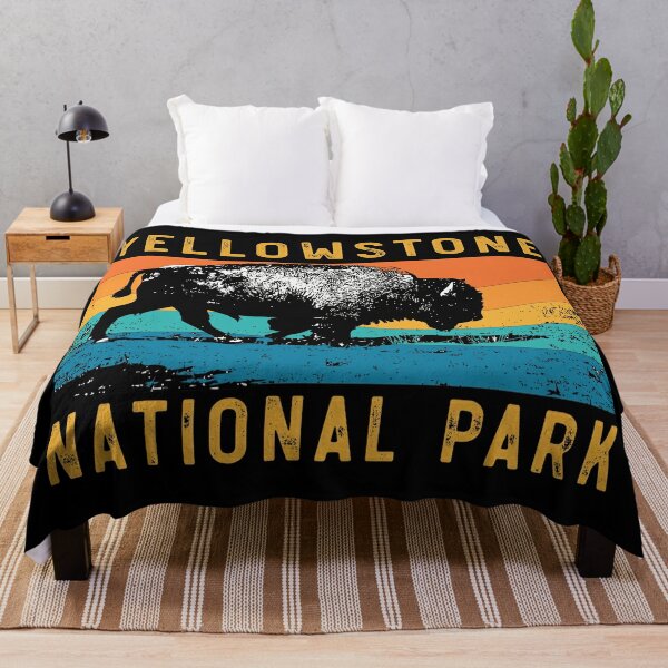 Vintage Yellowstone National Park Gifts Usa Bison Buffalo Throw Blanket RB1608 product Offical yellowstone Merch