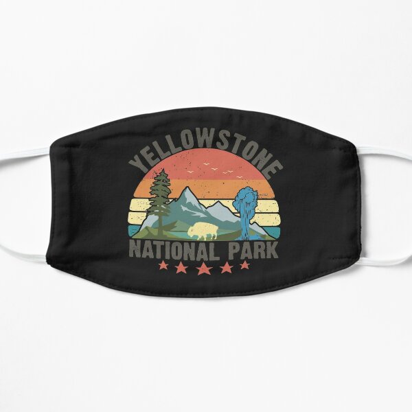 Yellowstone National Park Wyoming mountains landscape volcano geyser Flat Mask RB1608 product Offical yellowstone Merch