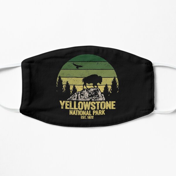 Yellowstone National Park Wyoming Buffalo Bison Vintage  Flat Mask RB1608 product Offical yellowstone Merch