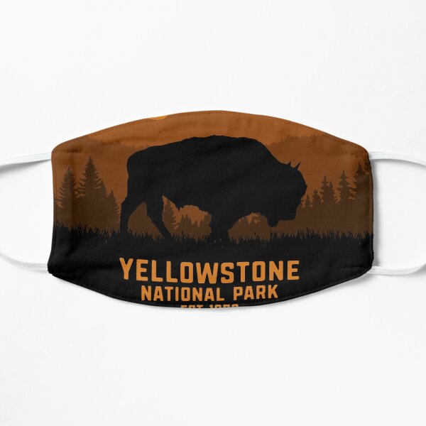 Vintage Retro Yellowstone National Park Wyoming USA Bison 80s 70s Style Flat Mask RB1608 product Offical yellowstone Merch